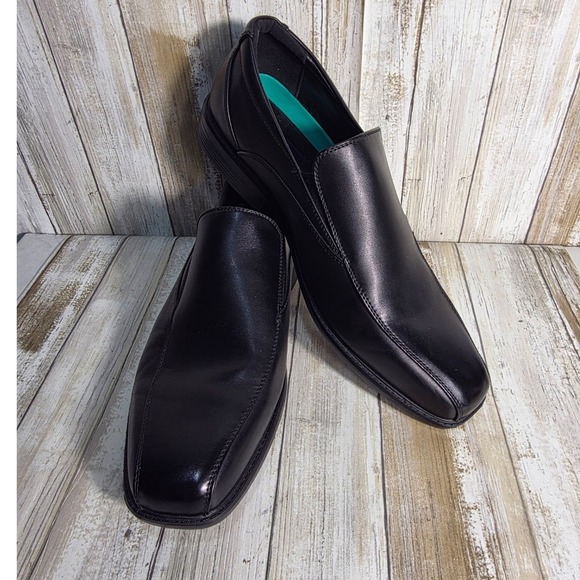 Ashford Hayes Mens Black Leather  Toe Slip On Loafer Dress Shoes Size 12 EEEE